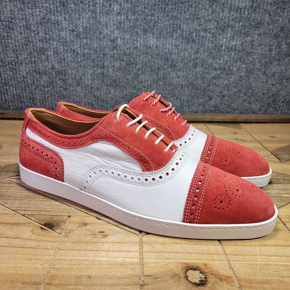 Allen Edmonds CUSTOM Strand Sneaker Mens 9 D Two Tone Red White Suede Brogue